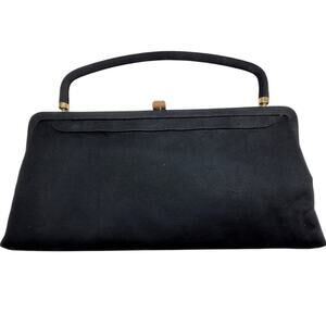 After Five Vintage 60s Black Satin Top Handle Evening Whimsy‎ Goth Handbag